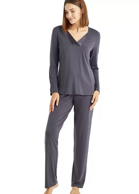 Pyjamas-Blackspade Charcoal Powder V Neck Pyjama Set Anthracite