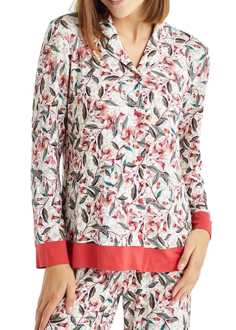 Pyjamas-Blackspade Mineral Red Patterned Long Pyjama Set Mineral Red Print