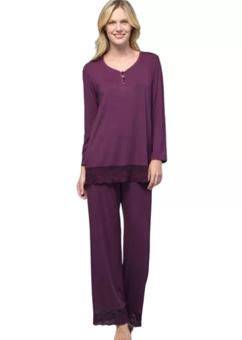 Pyjamas-Blackspade Noir Ava Long Sleeve Pyjama Set Plum