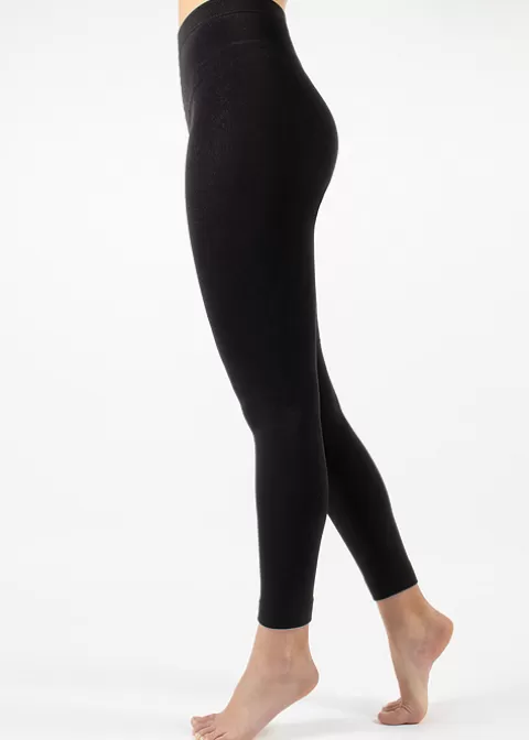 Tights-Cette Thermal Fleece Lined Footless Tights Black