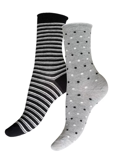 Socks-Charnos Organic Cotton Stripes And Spots Socks 2Pp