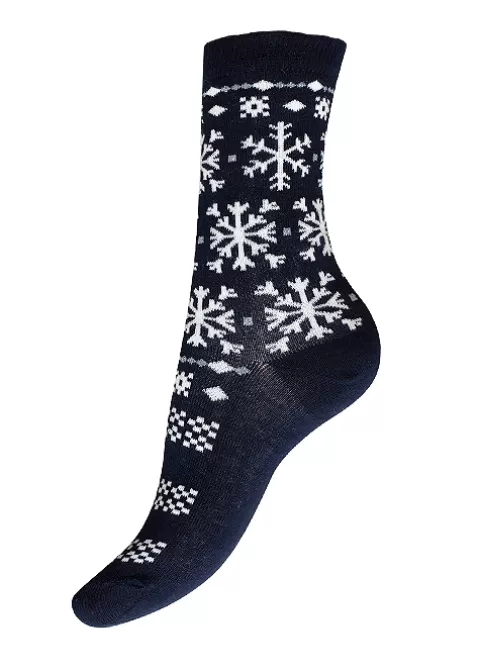 Socks-Charnos Snowflake Gift Set Socks 3 Pair Pack Socks Navy Mix