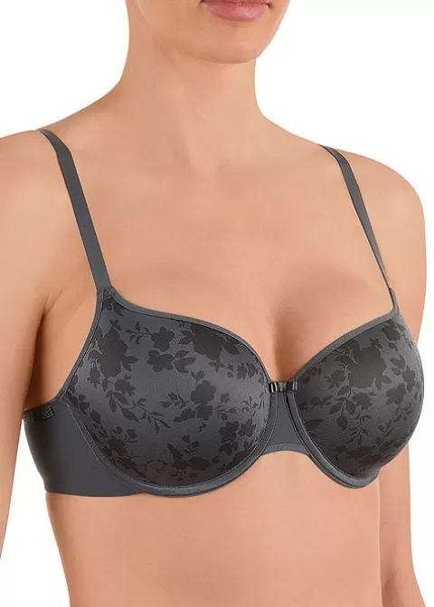 Bras-Felina Conturelle Solid Flower Memory Soft Bra Carbon Black