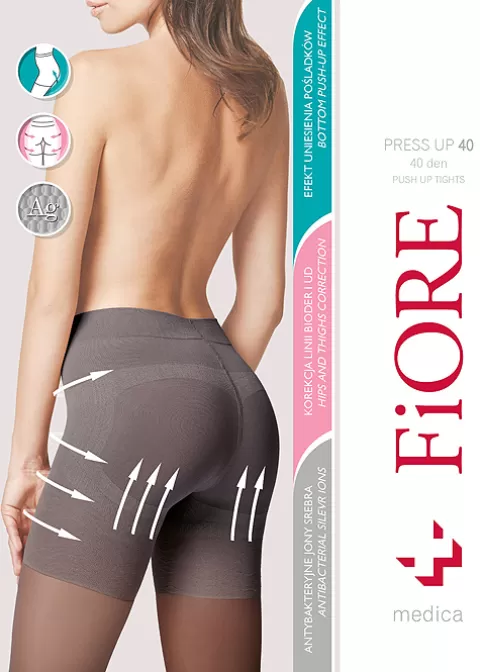 Tights-Fiore Bodycare Press Up 40 Shaping Tights Graphite