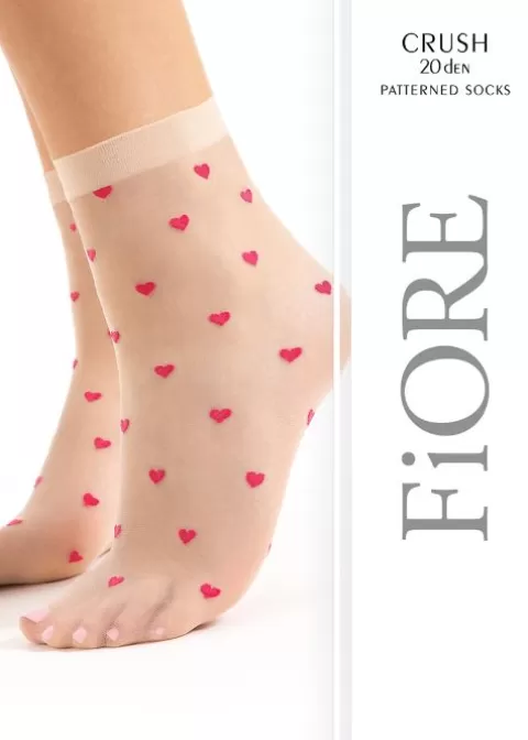 Ankle Highs-Fiore Crush Patterned Heart Ankle High Nude