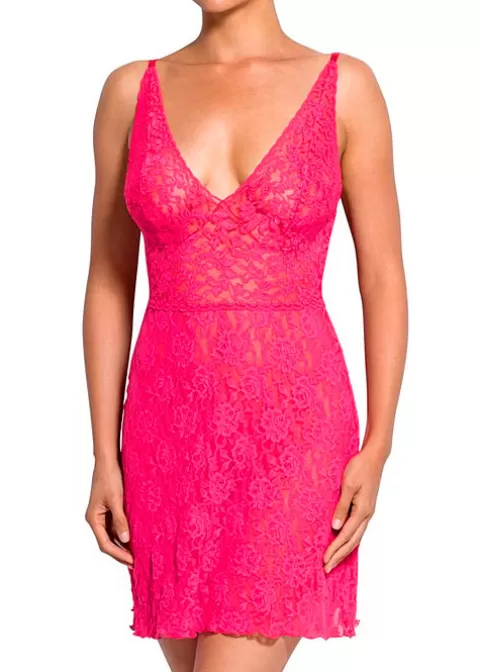 Chemises-Hanky Panky Retro Lace Plunge Chemise Bright Rose