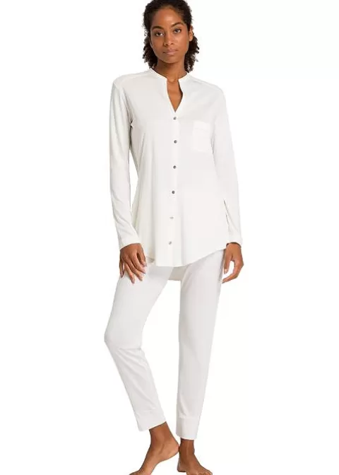 Pyjamas-Hanro Pure Essence Long Sleeved Pyjama Set Off White