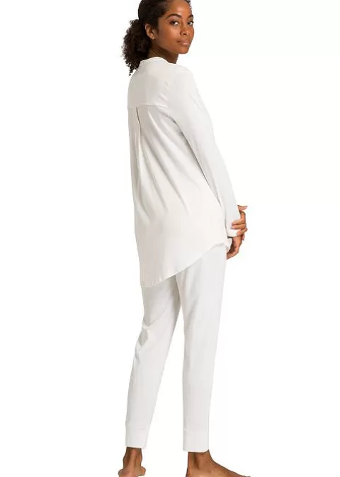 Pyjamas-Hanro Pure Essence Long Sleeved Pyjama Set Off White