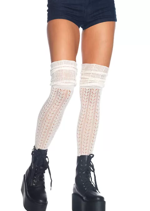 Socks-Leg Avenue Pointelle Over The Knee Scrunch Socks