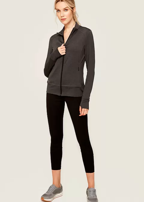 Loungewear-Lole Activewear Essential Up Cardigan Black Heather