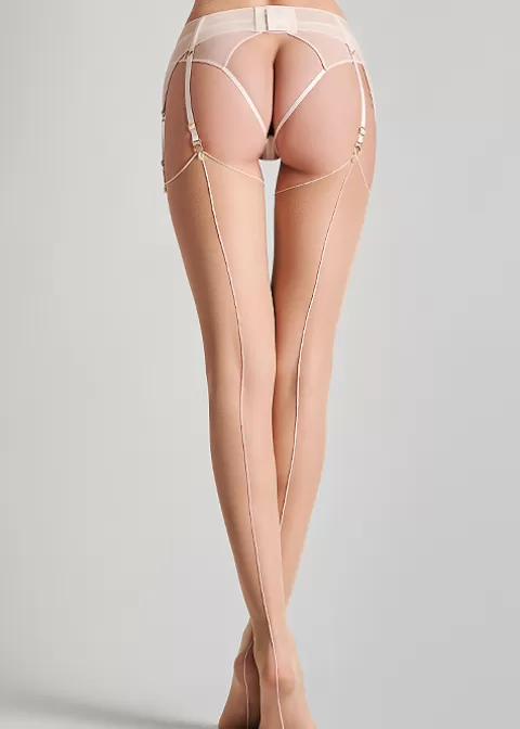 Stockings-Maison Close Cut And Curled Nude Rose Backseamed Stockings Nude Rose Pink Seam