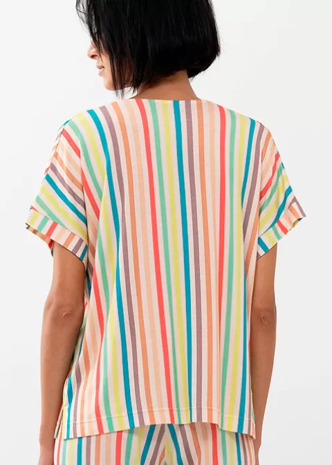 Pyjamas-Mey Fay Short Sleeve Top New Pearl Stripe