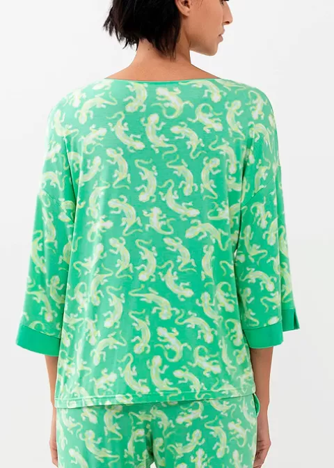 Pyjamas-Mey Tilly Round Neck Top Mojito Print