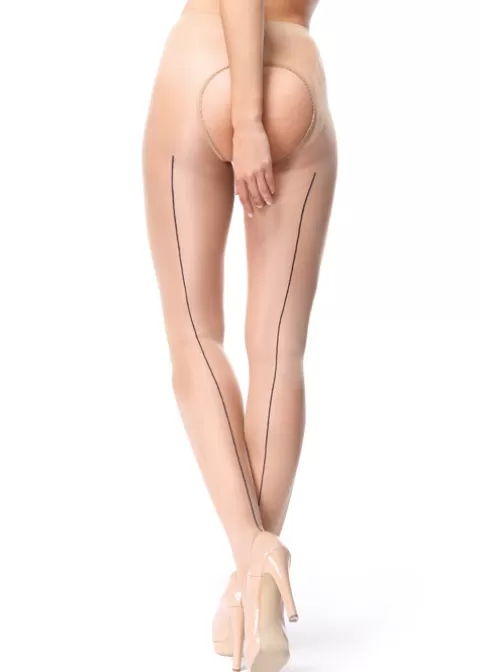 Tights-Miss O Sheer Open Tights With Decorative Brief And Backseam