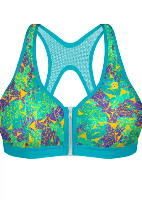 Bras-* Shock Absorber Active Zipped Plunge Bra Ocean Wave Print