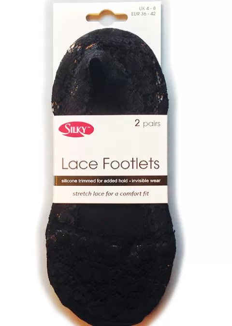 Toe Covers/Footlets-Silky Lace Footlet 2Pp